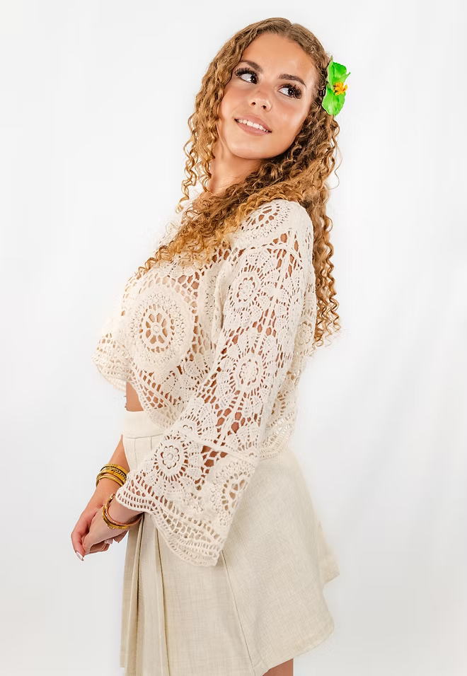 Top crochet à manches longues